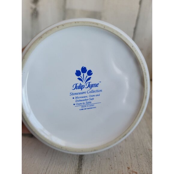 Tulip Tyme Stoneware small lidded pot oven safe Japan‎ Vintage - Picture 6 of 6